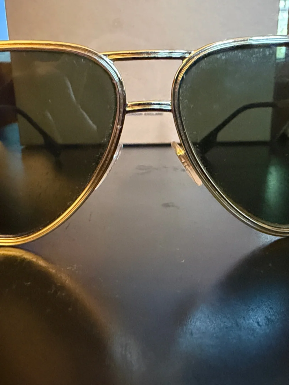 Burberry Gold Aviator Sunglasses with Black Lenses